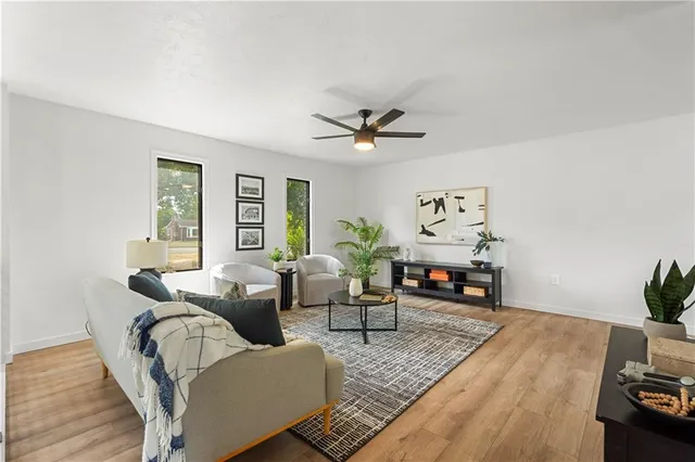 a living room with furniture