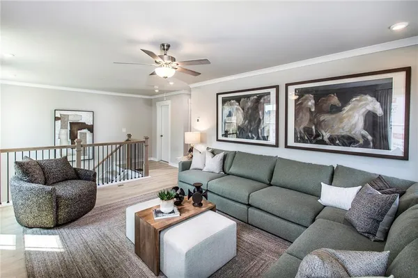 a living room with furniture and a couch