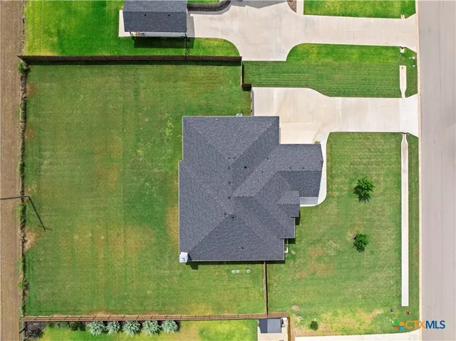 an aerial view of a house