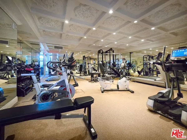 a view of a room with gym equipment