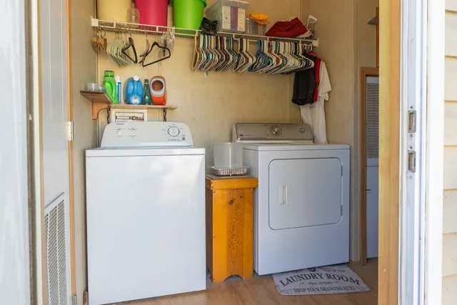 a utility room with dryer and washer
