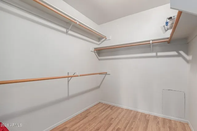 a view of small space with racks on the wall