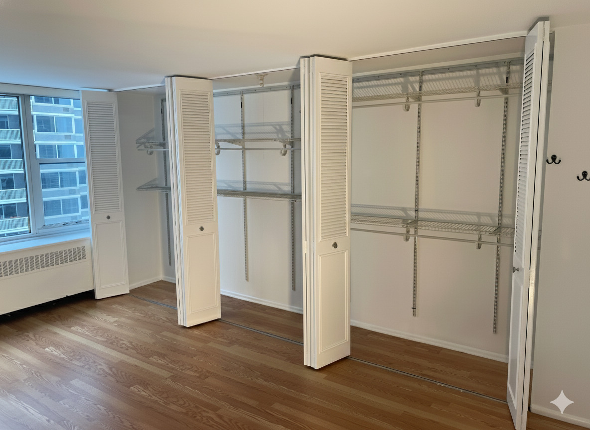 Undisclosed Address Chicago, IL 60613 - Photo 11 of 13 a view of an empty room with wooden floor and closet area