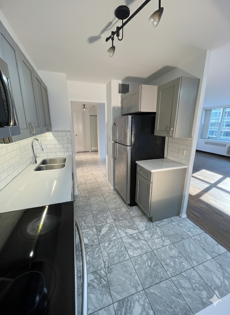 Undisclosed Address Chicago, IL 60613 - Photo 4 of 13 a kitchen with stainless steel appliances a refrigerator sink and cabinets