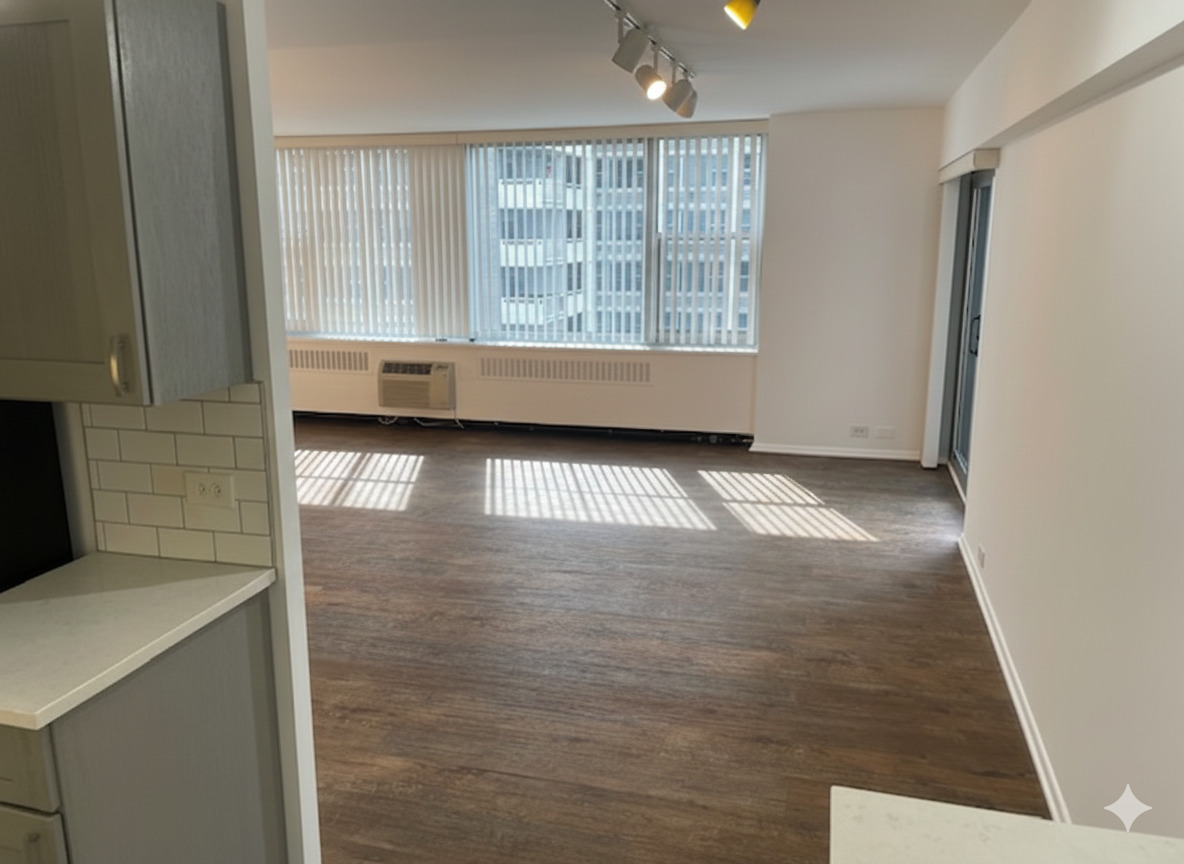 Undisclosed Address Chicago, IL 60613 - Photo 5 of 13 an empty room with wooden floor and windows