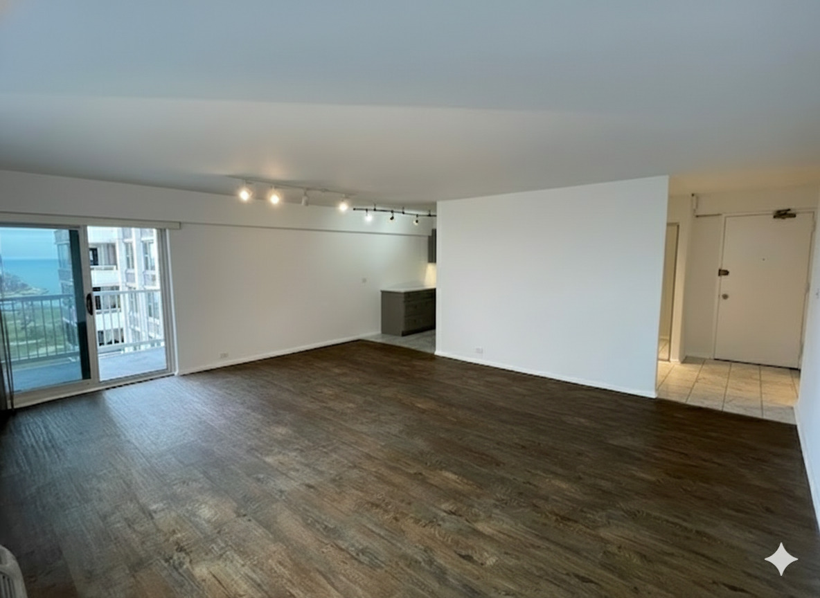 Undisclosed Address Chicago, IL 60613 - Photo 8 of 13 a view of an empty room with wooden floor and a window