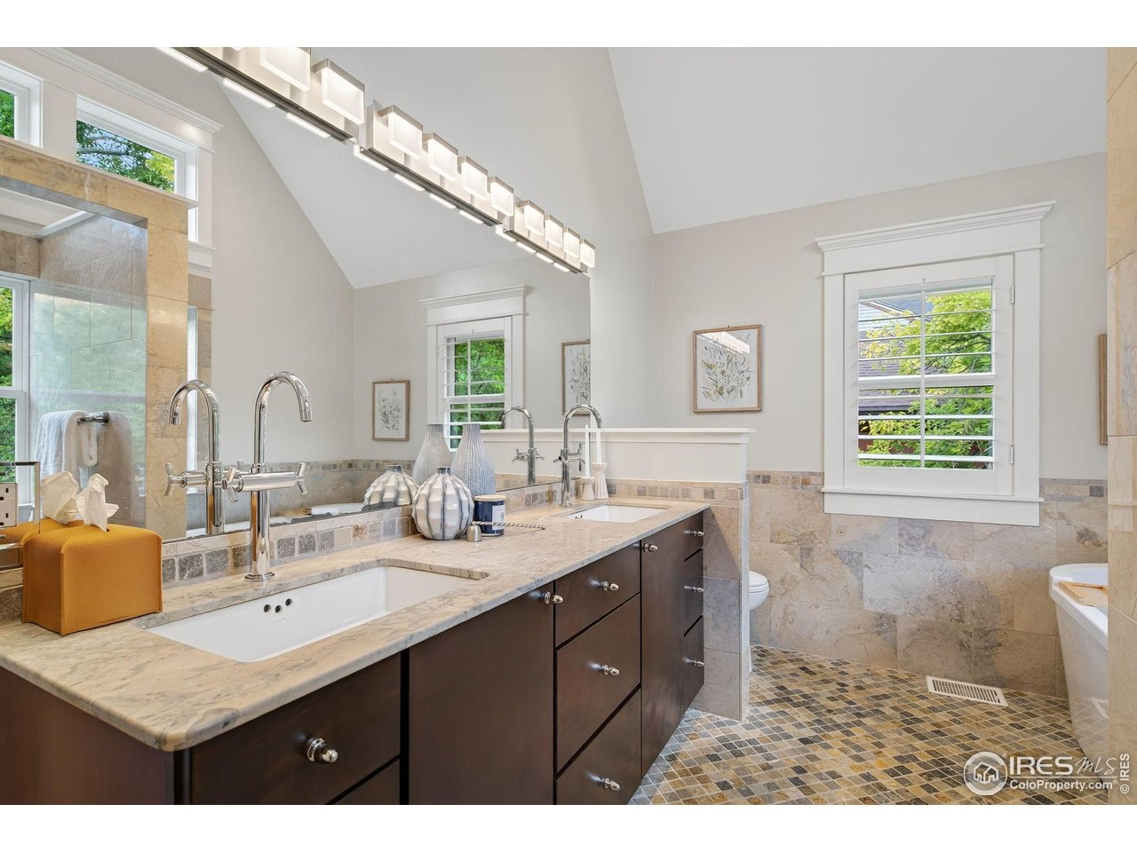 1719 Mapleton Avenue Boulder, CO 80304 - Photo 19 of 50 a bathroom with a granite countertop sink mirror and double