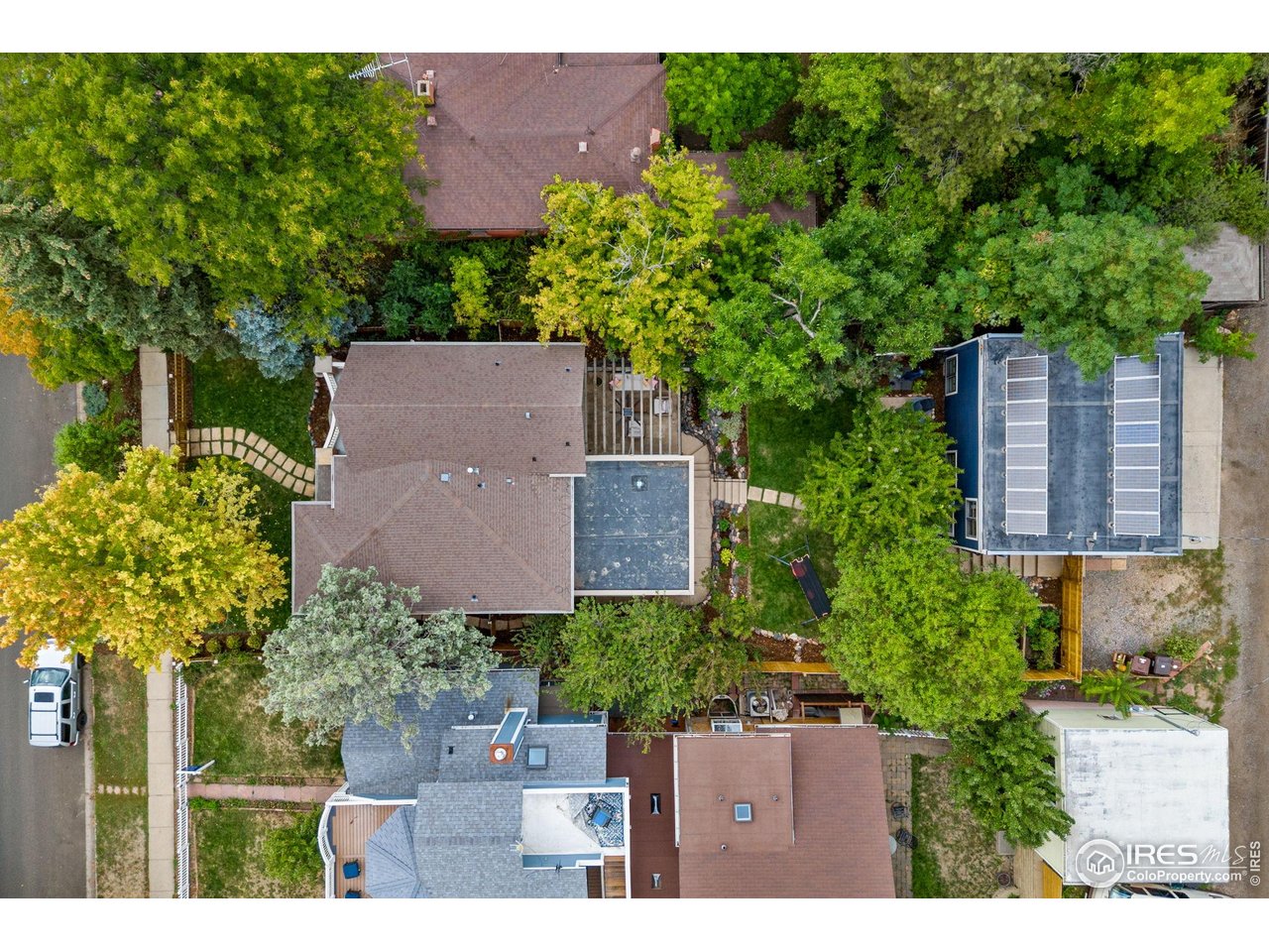 1719 Mapleton Avenue Boulder, CO 80304 - Photo 44 of 50 an aerial view of a house with garden space and a street view