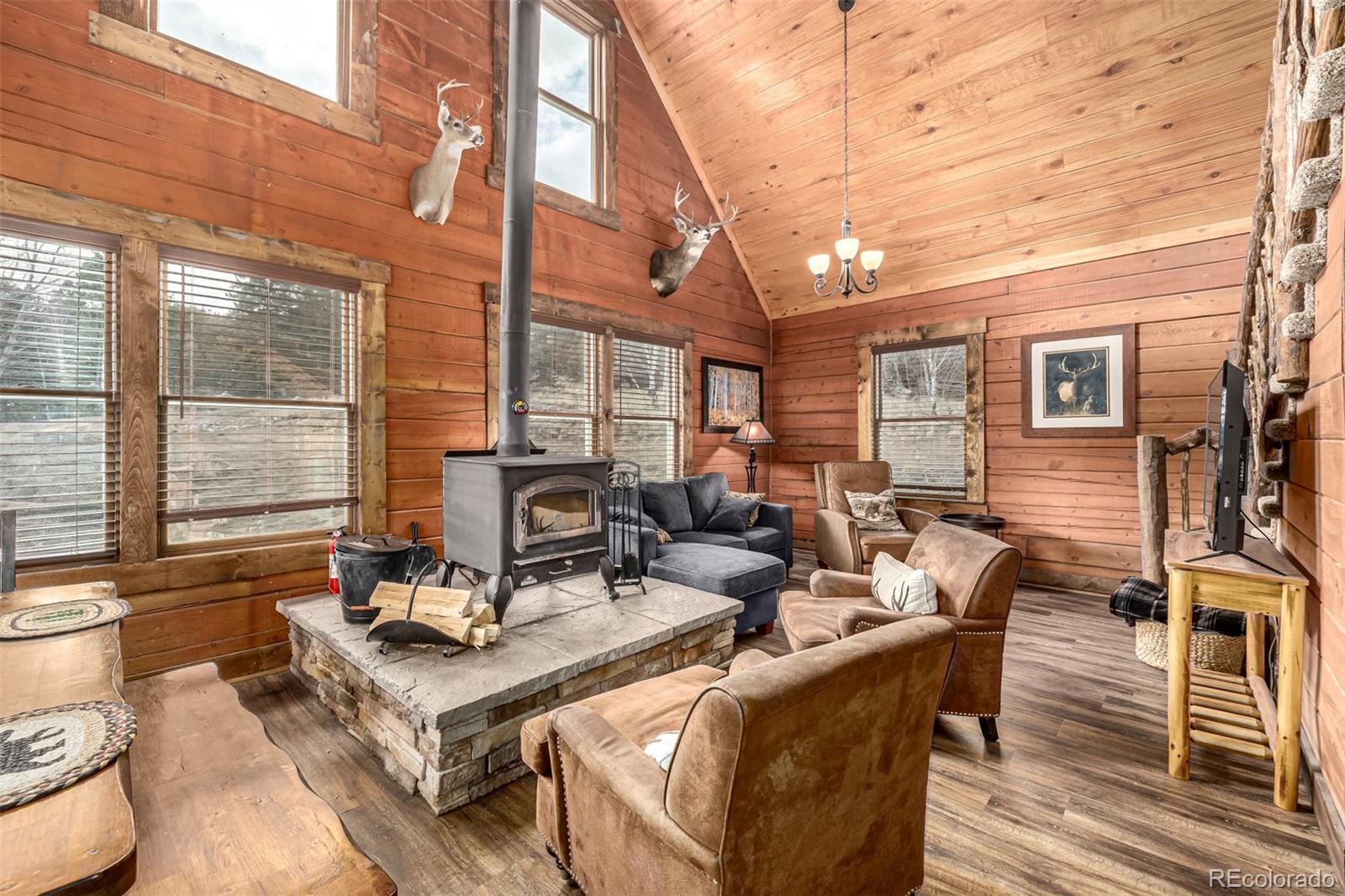 116 Dakota Path Lake George, CO 80827 - Photo 6 of 38 a view of a patio with couches chairs and wooden floor