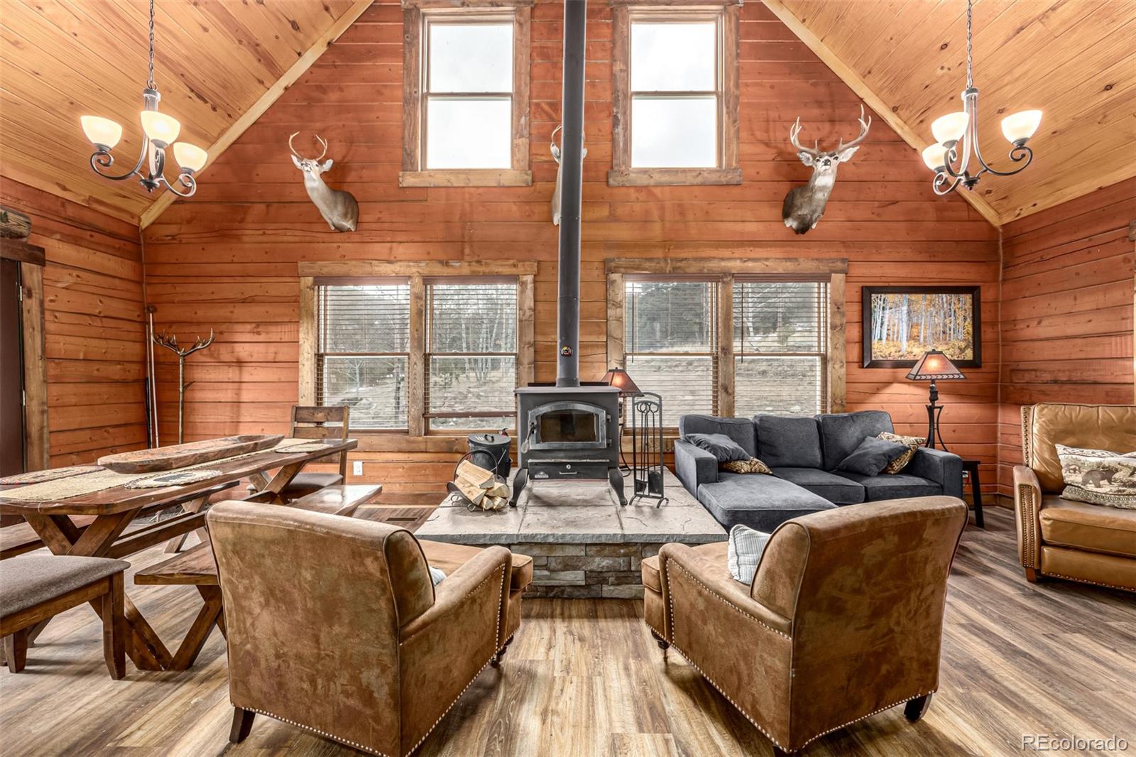 116 Dakota Path Lake George, CO 80827 - Photo 7 of 38 a living room with furniture and a floor to ceiling window