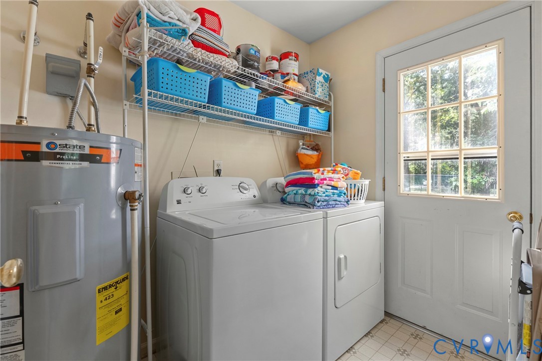 5010 Tatum Road Disputanta, VA 23842 - Photo 25 of 50 Laundry area featuring a water heater, washer, dry