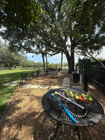 a view of a lake and a yard
