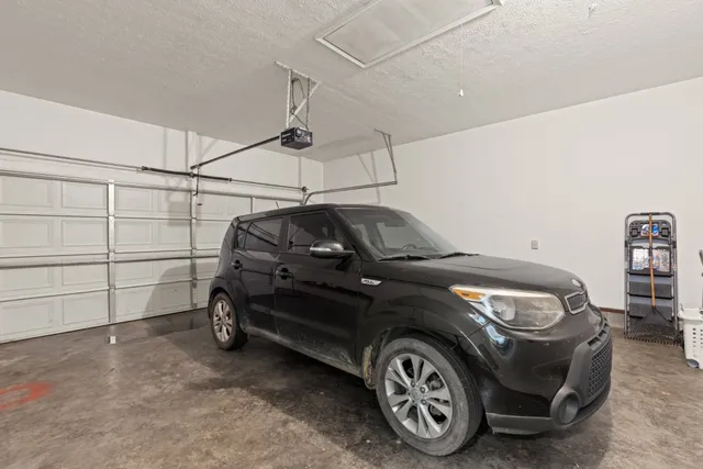 a car parked in a garage