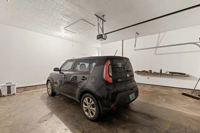 a car parked in a garage