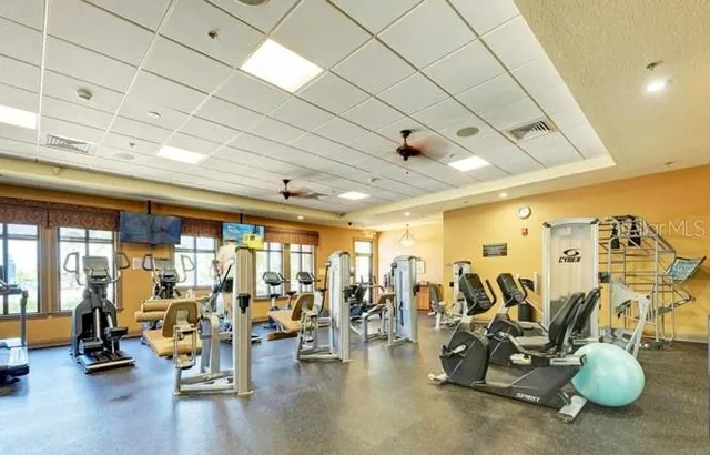 a view of a room with gym equipment