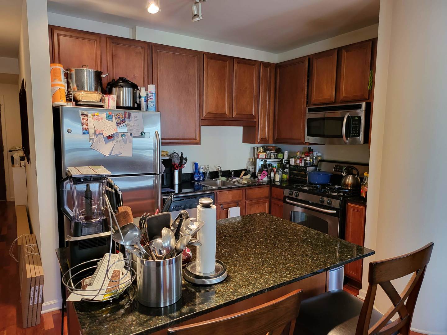 1255 South State Street, Unit 1203 Chicago, IL 60605 - Photo 6 of 21 a kitchen with stainless steel appliances granite countertop a stove refrigerator and a sink