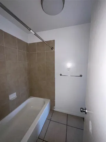 a bathroom with a bathtub
