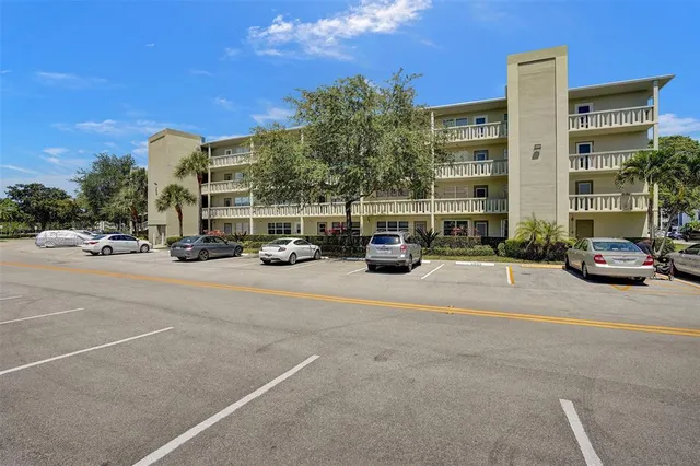 a building with trees in front of it