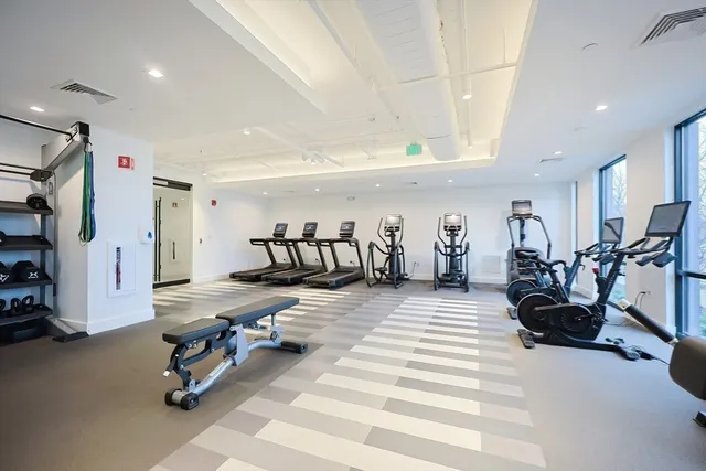 a view of a room with gym equipment