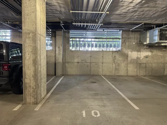 a view of a garage of the house