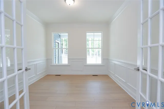 an empty room with windows