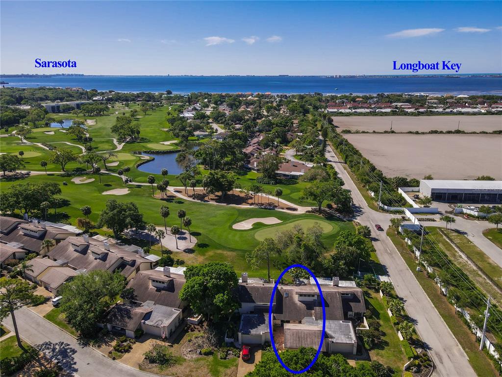 Absolutely beautiful perspective!  Back of Villa facing IMG Golf course on the 16th green just a stone's throw from Sarasota Bay.