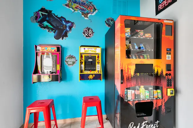 an aerial view of a play room with furniture and toys