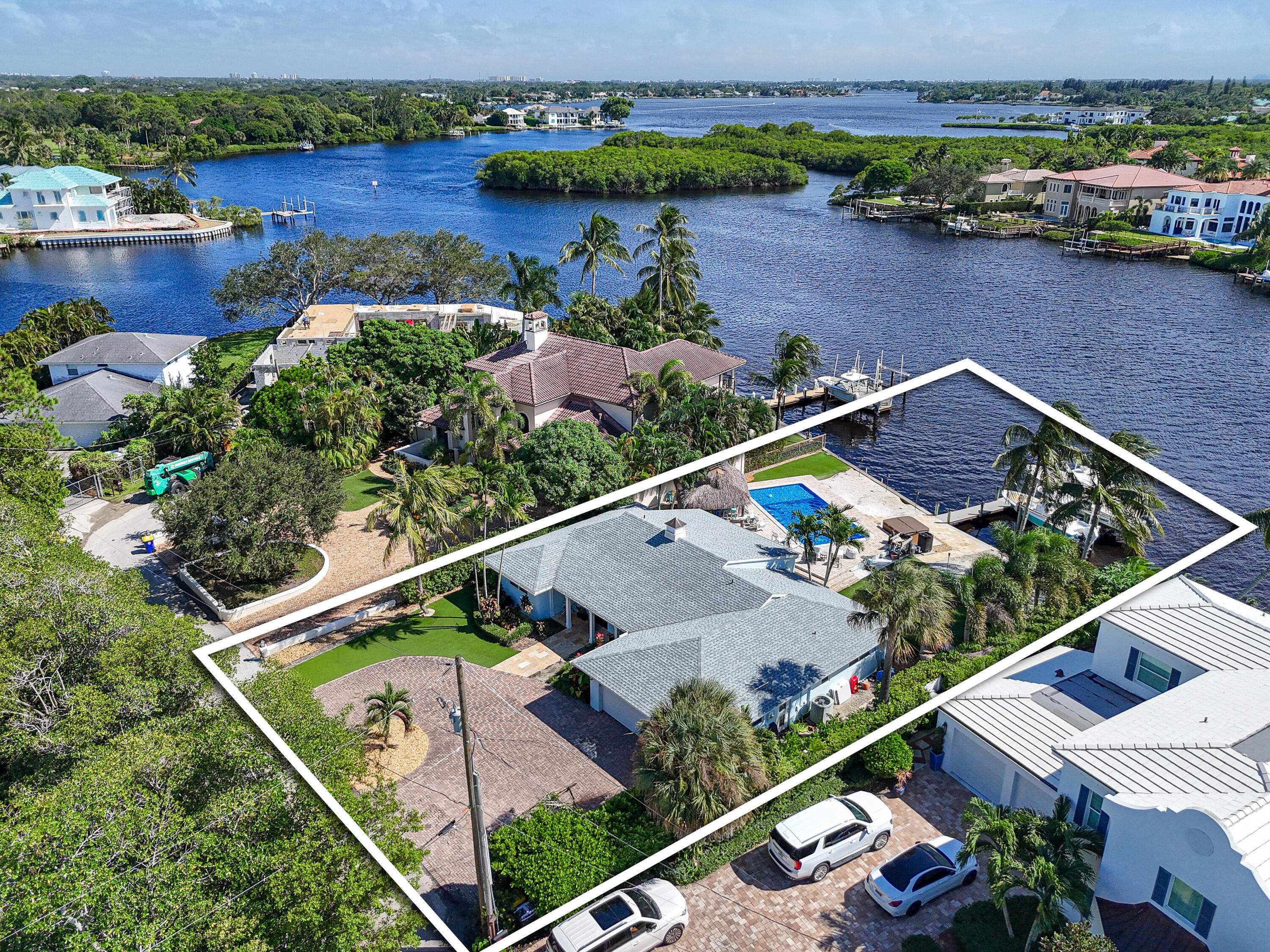 9195 Southeast Cove Point Street Jupiter, FL 33469 - Photo 17 of 28 an aerial view of a house with a garden and lake view