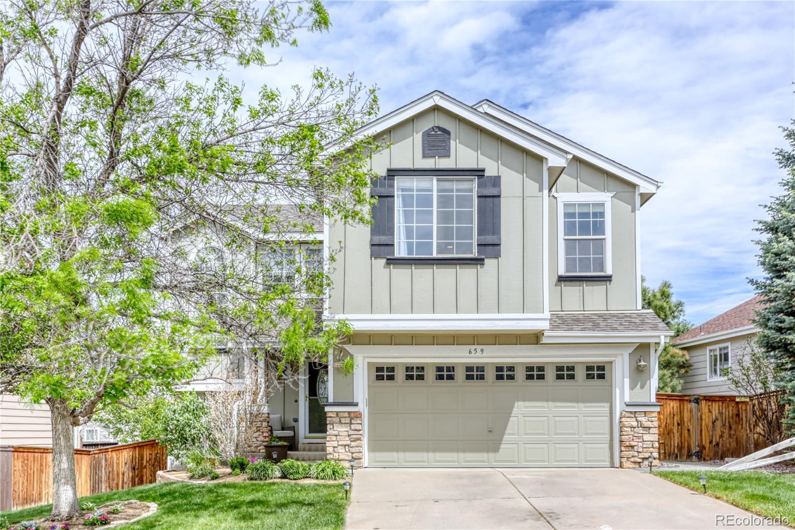 659 Timbervale Trail Highlands Ranch, CO 80129 - Photo 1 of 32 a front view of a house with a yard