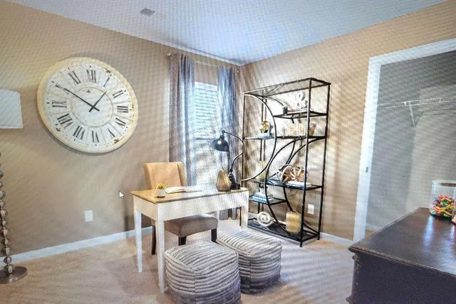 an empty room with windows