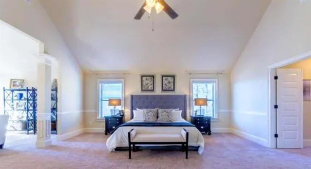 a living room with furniture and a couch