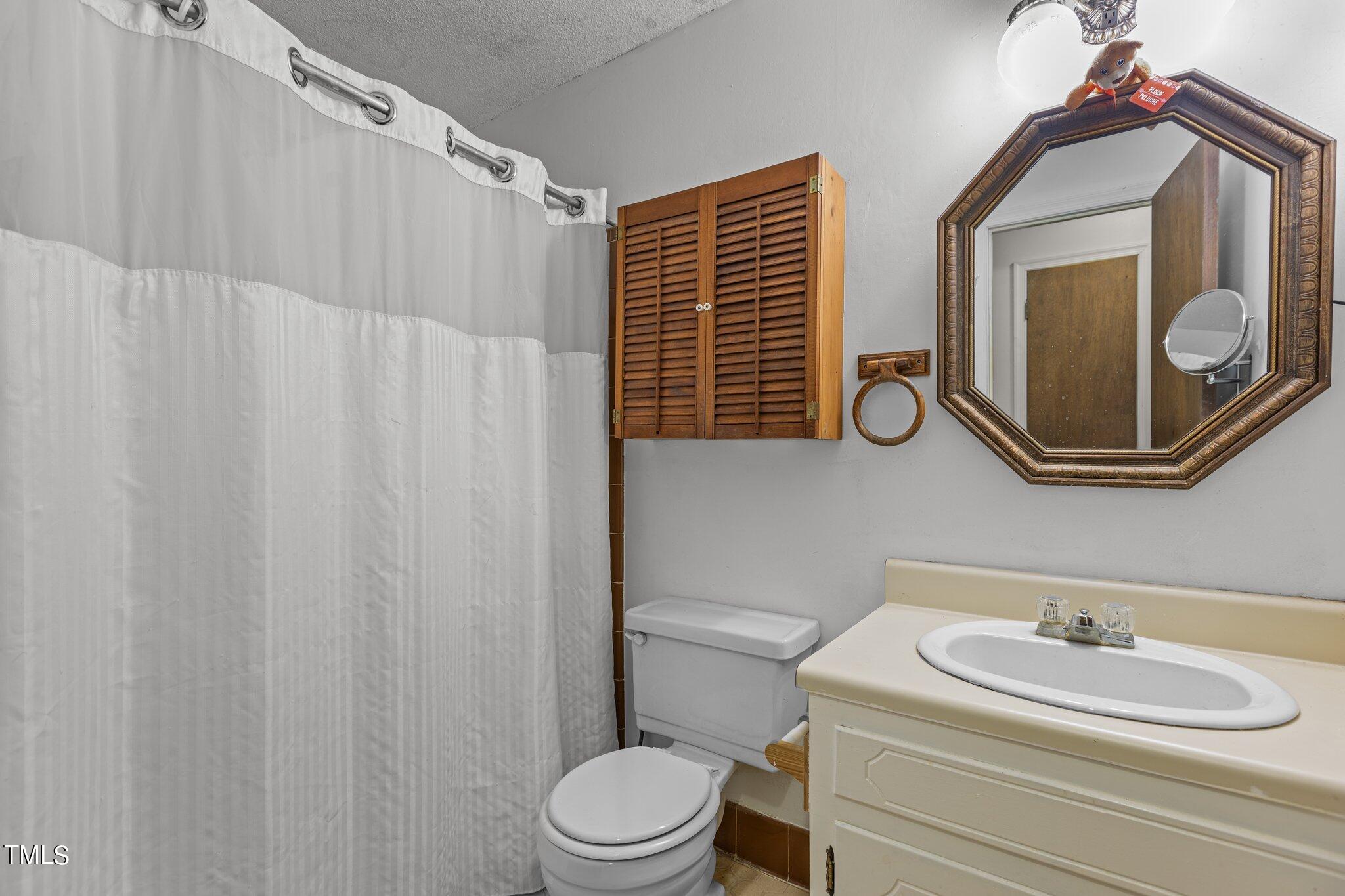 1500 Princess Anne Road Raleigh, NC 27607 - Photo 13 of 37 a bathroom with a toilet a sink and a mirror