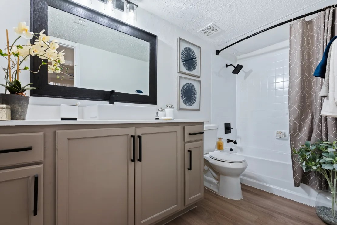 12001 Metric Boulevard, Unit 816 Austin, TX 78758 - Photo 9 of 21 a bathroom with a sink toilet a mirror and vanity