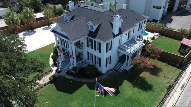 an aerial view of a house