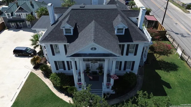 an aerial view of a house