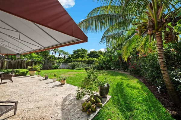 a view of a backyard with plants