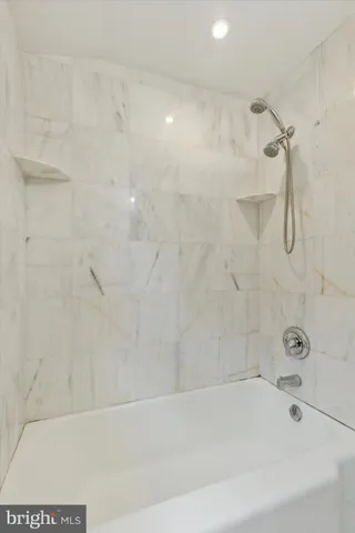 a bathroom with a bathtub