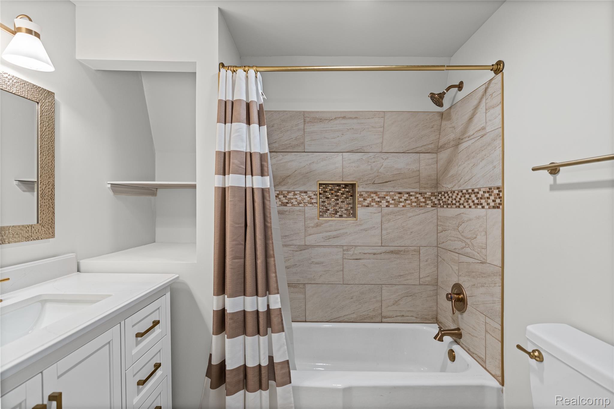 6273 Cold Spring Trail Grand Blanc, MI 48439 - Photo 35 of 48 Full bathroom with vanity and shower / bath combination with curtain