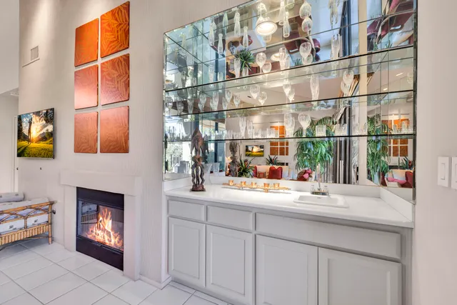 a bedroom with a bed and furniture