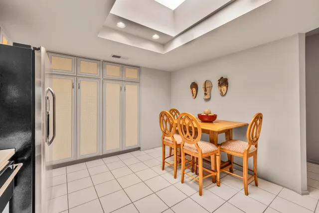 a view of a dining area with furniture