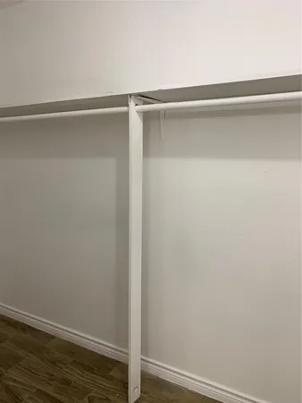 a close up view of closet