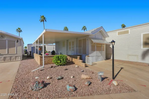 a view of a house with a patio