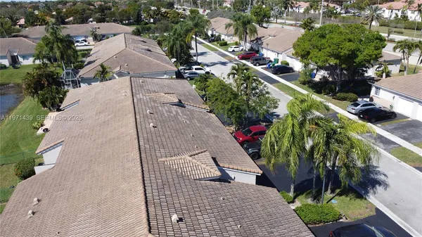 an aerial view of a house