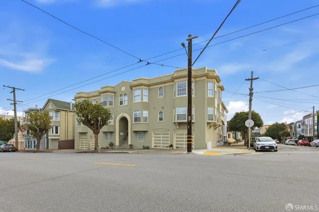 a view of a building with a street