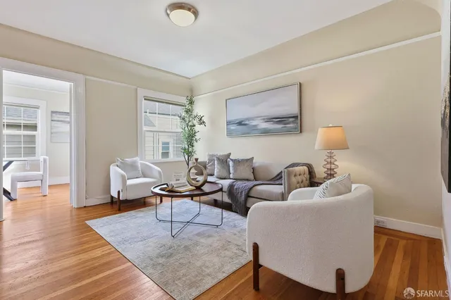 a living room with furniture