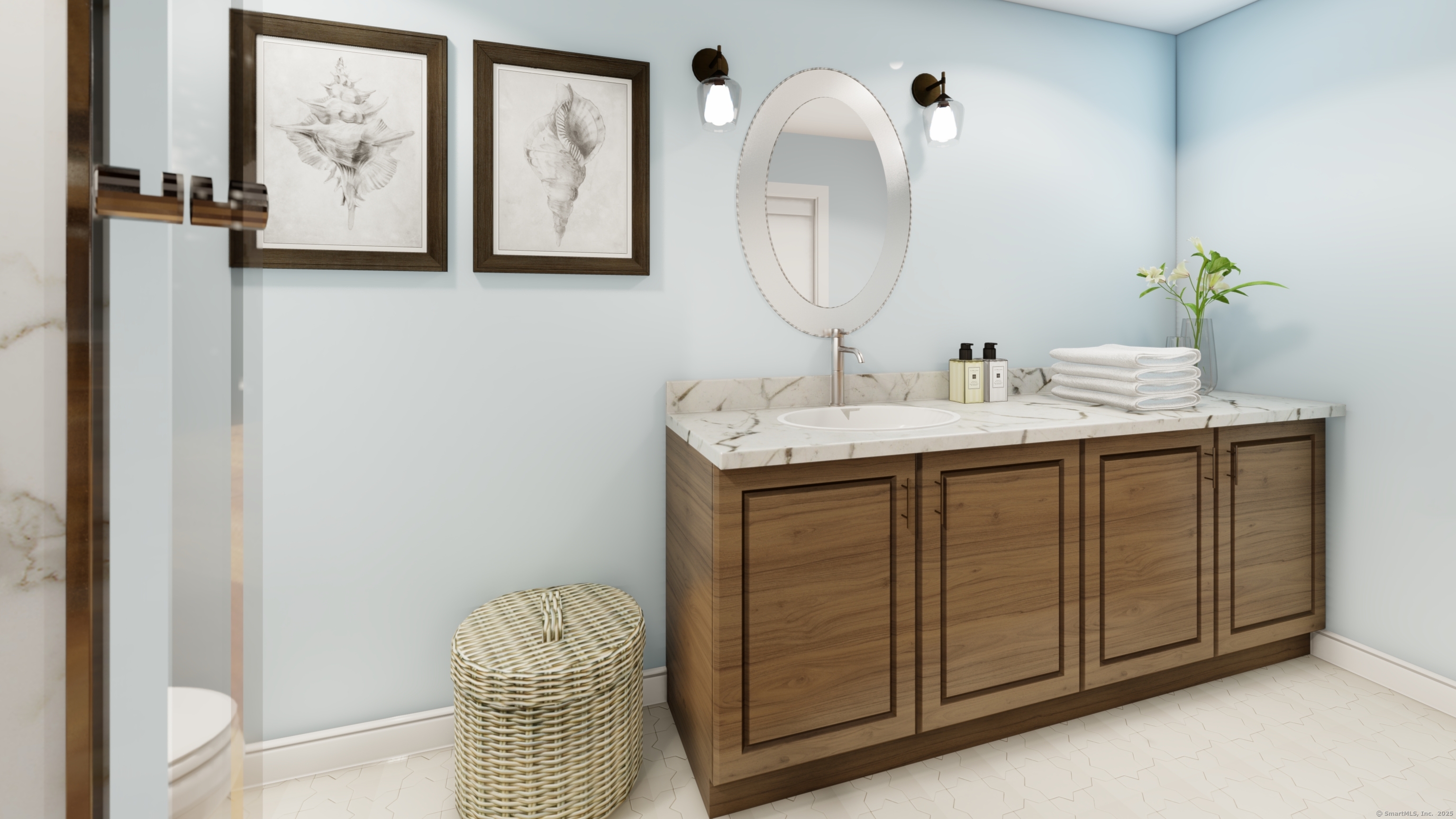 50 Benjamin Stanton Pentway Stonington, CT 06355 - Photo 11 of 15 a bathroom with a sink and a mirror