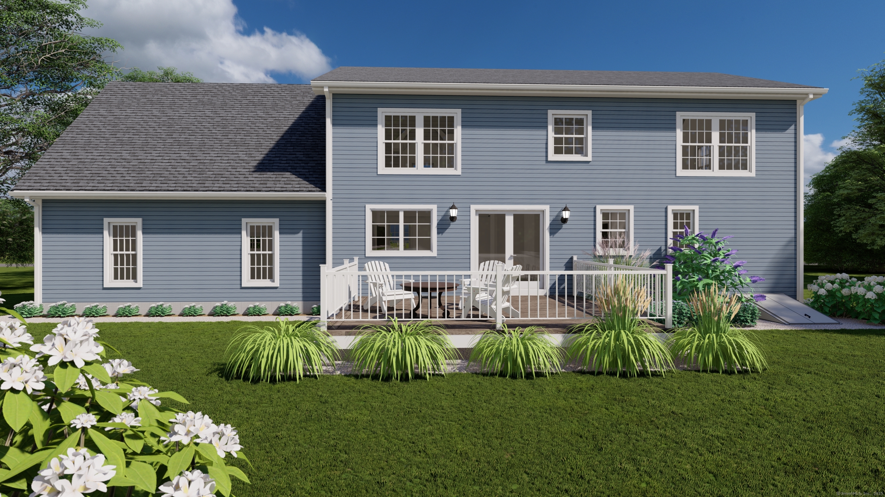 50 Benjamin Stanton Pentway Stonington, CT 06355 - Photo 4 of 15 a front view of a house with a yard table and chairs