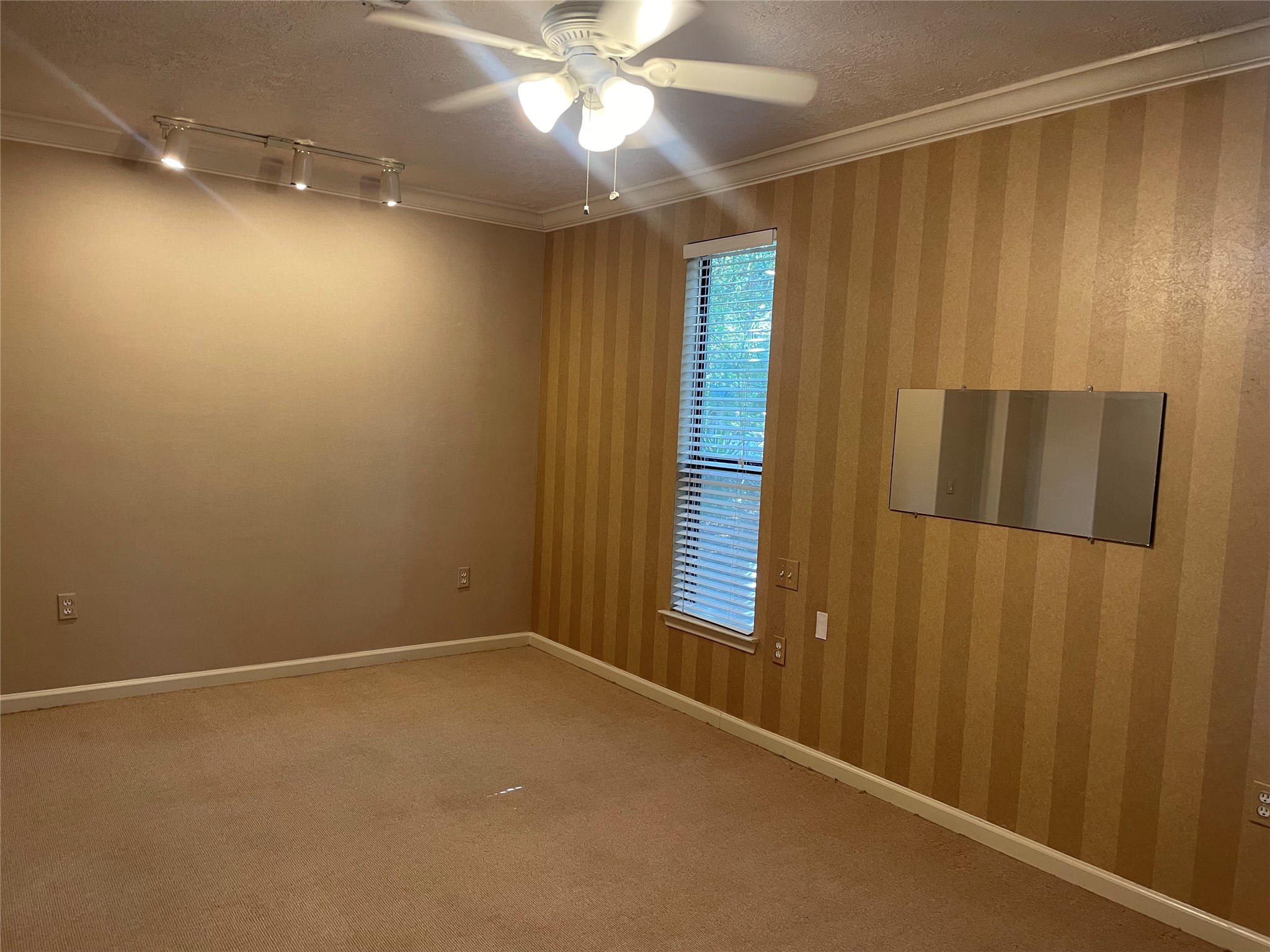302 Somerset Conroe, TX 77316 - Photo 10 of 22 en empty room with windows and chandelier fan