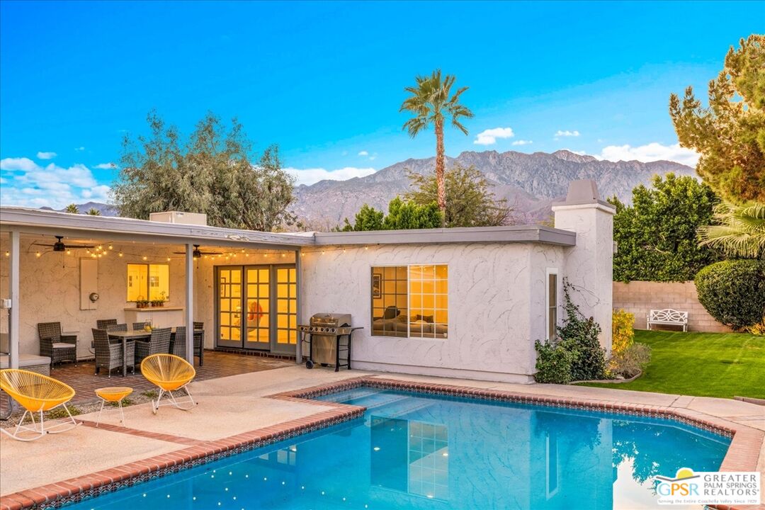 2210 East Powell Road Palm Springs, CA 92262 - Photo 40 of 71 a view of a house with backyard porch and patio