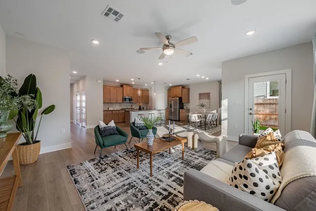 a living room with furniture